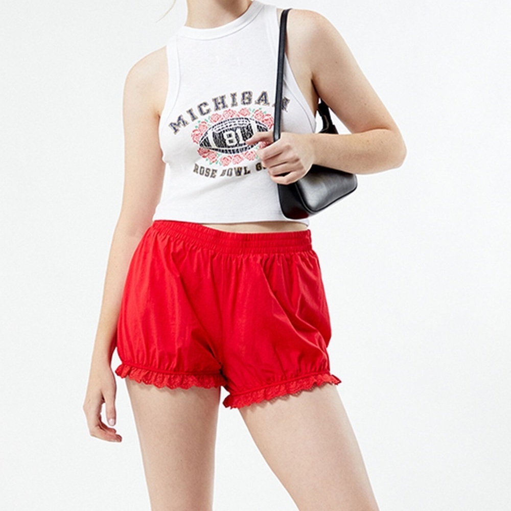 PacSun Red Lace Trim Shorts